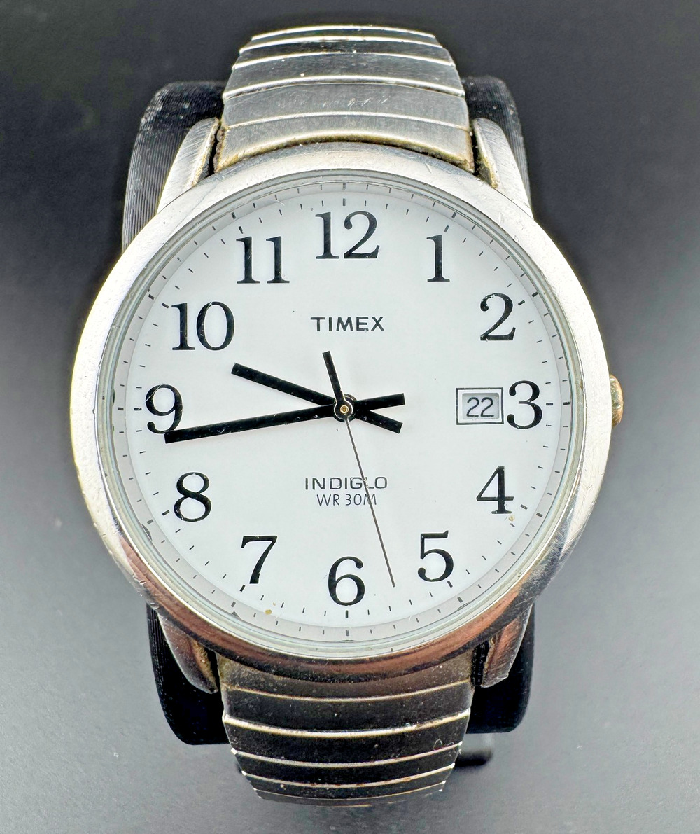 Timex Indiglo Date Watch Stainless Steel Expansion Band